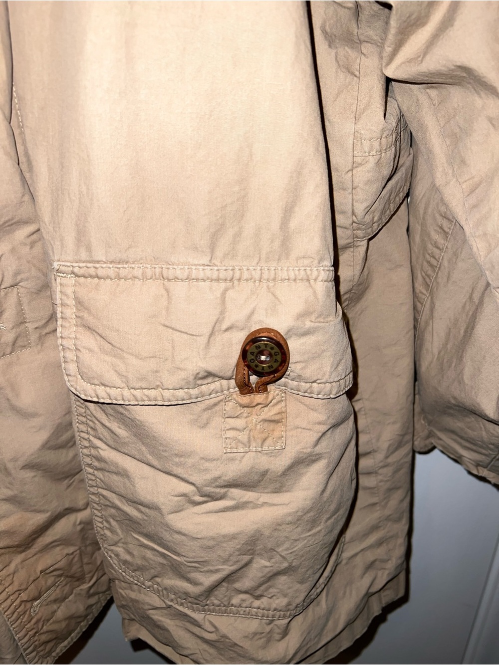 Gant Beige Field Jacket with Brown Leather Collar - Picture 4 of 10